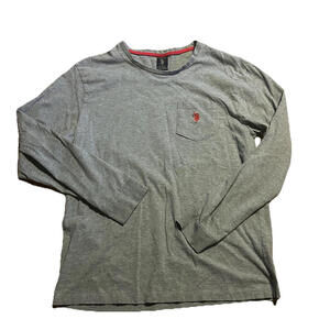 Vintage 90s U.S. Polo Assn. Gray Long Sleeve Pocket Tee with Red Pony Logo – Siz